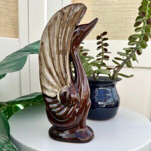 Vintage MCM Redware Swan Pottery Bohemian Home Decor